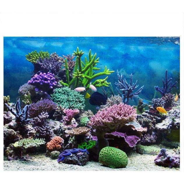 FILFEEL Aquarium Background Fish Decorations Pictures PVC Adhesive Poster Underwater Coral Backdrop Decoration Paper Cling Decals Sticker(61 * 41cm)