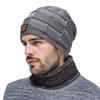 Fashion pullover scarf knitted velvet two-piece scarf men's winter neck protection cold hat classic hat