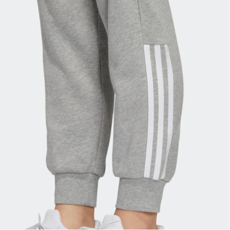 Adidas Solid Color Elastic Cuff Joggers With Brand Logo And Classic Three Stripes Women Bottoms Grey HM7063