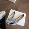 Square Head Temperament Celebrity Rhinestone Shoes Bow Women's Summer New Thick Heel with Skirt Single Shoes