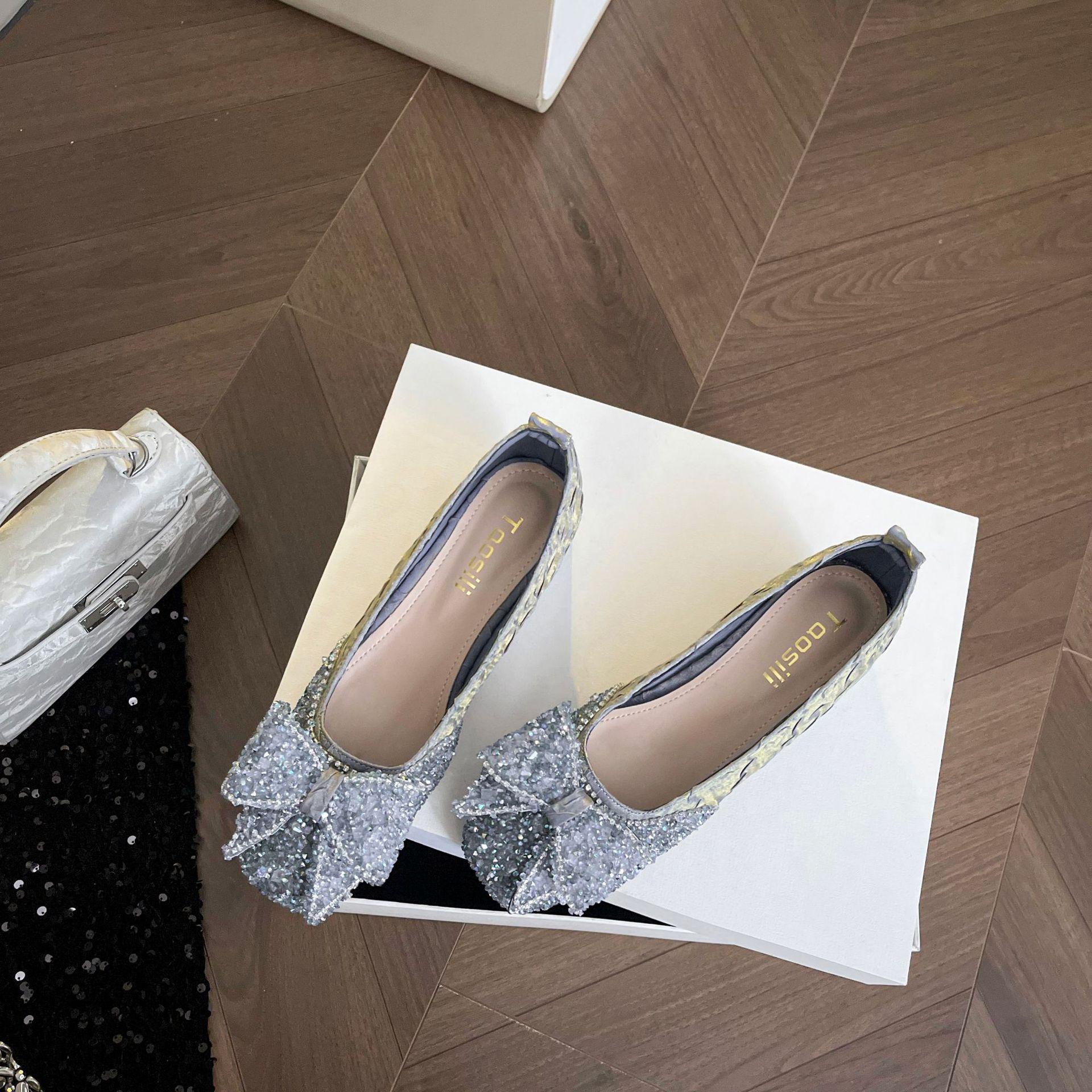 

Туфли с квадратным носком, темпераментные, знаменитые, со стразами, с бантом, женские, летние, новые, на толстом каблуке, под юбку, одинарные туфли 40 синий