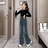 Girls' Loose Denim Wide-Leg Pants - Spring & Autumn Korean Style for Middle Schoolers