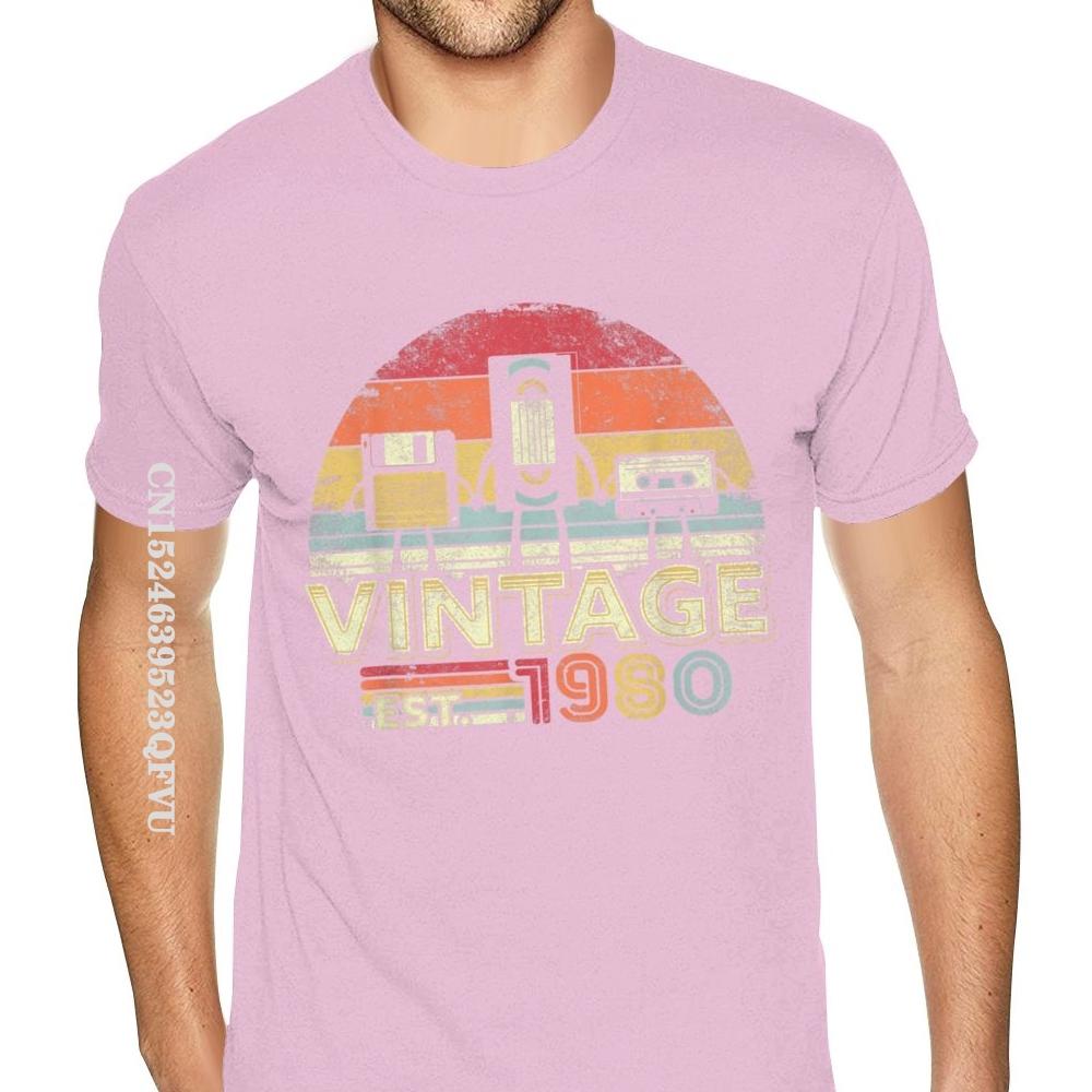 1980 Shirt Vintage 40th Birthday Gift Mens Tshirt Funny Music Tech Wholesale T-Shirt Men Plus Size Mens Plain Shirts