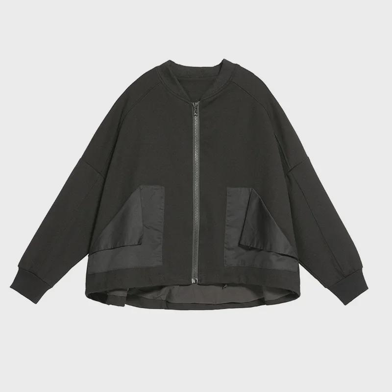 Early Spring Women's Dark Elastic Cotton A-Line Ruffle Jacket