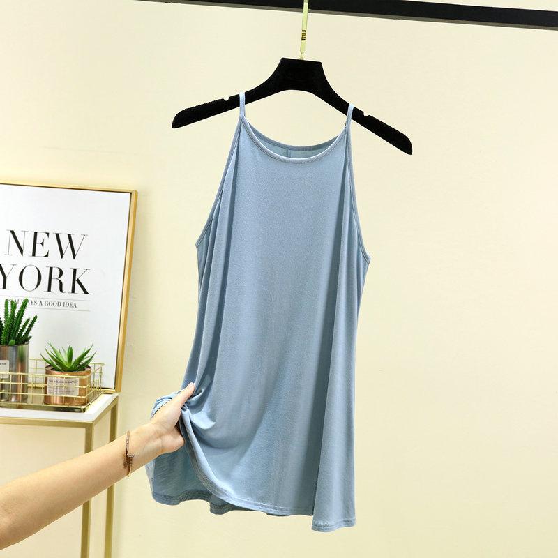 Women's Slim Fit Black Halter Neck Camisole - Summer Side Slit Vest