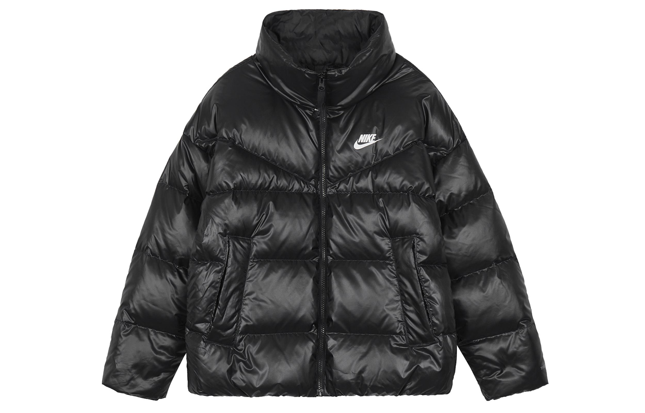 Nike Down Jackets Women s Black Stand Collar Moderate Puffer Jacket DV0555-010 S