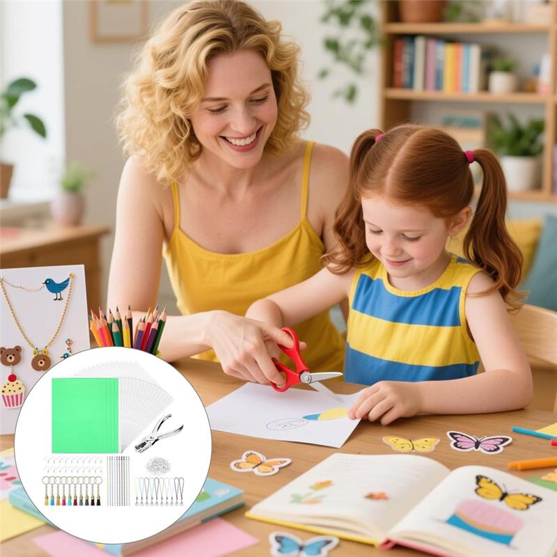A25F-DIY Shrink Plastic Sheets 20PCS Keychain Kit, Printable For Handprint Art Projects Paper