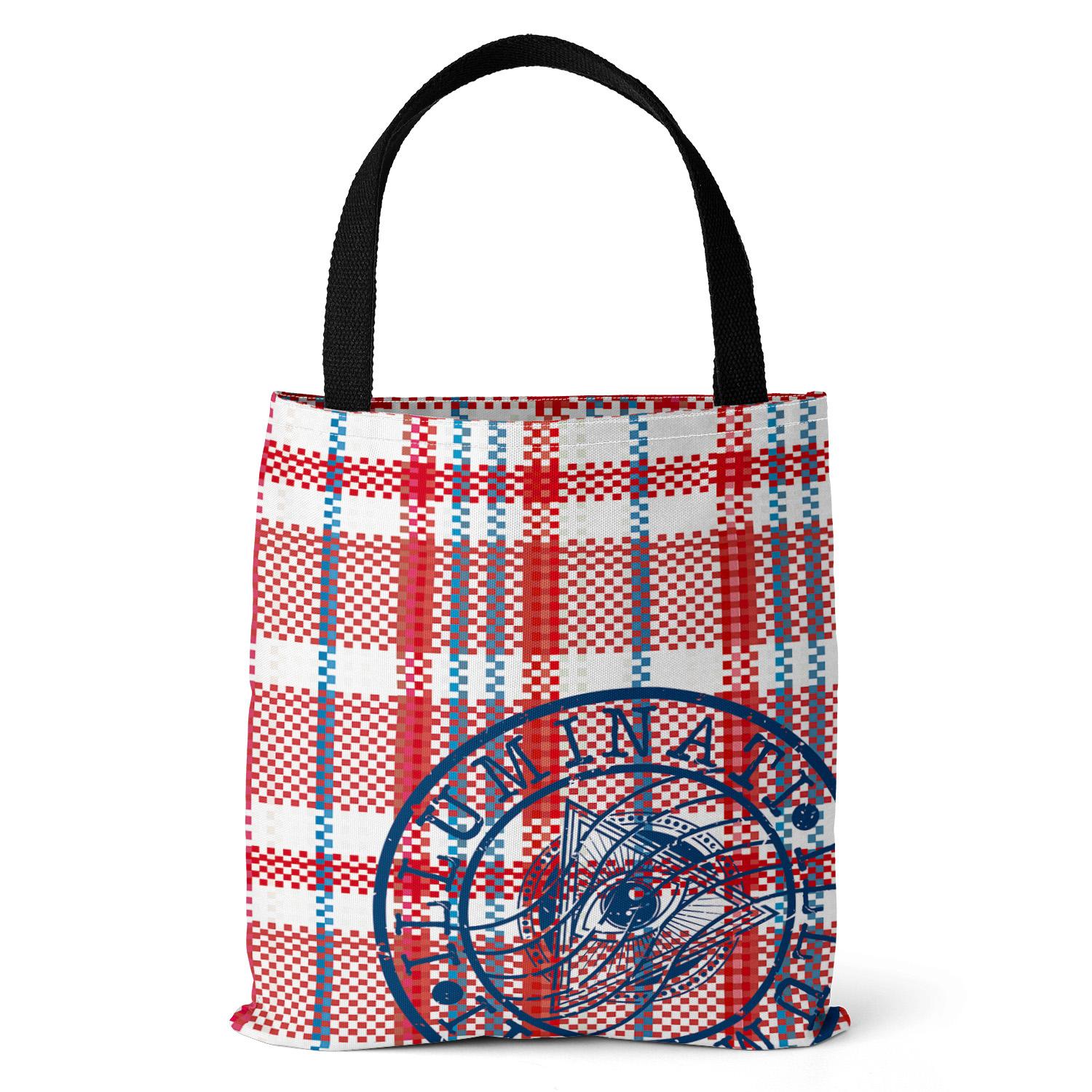 Красная, белая, синяя холщовая сумка в полоску, сумка с решетчатым принтом, простая модная сумка на плечо, женская сумка с ручкой сверху