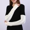 1 Pair Women Arm Warmer Thumbhole Elbow Length Stretchy Knitted Arm Sleeves Keep Warm Solid Color Fingerless Arm Gloves