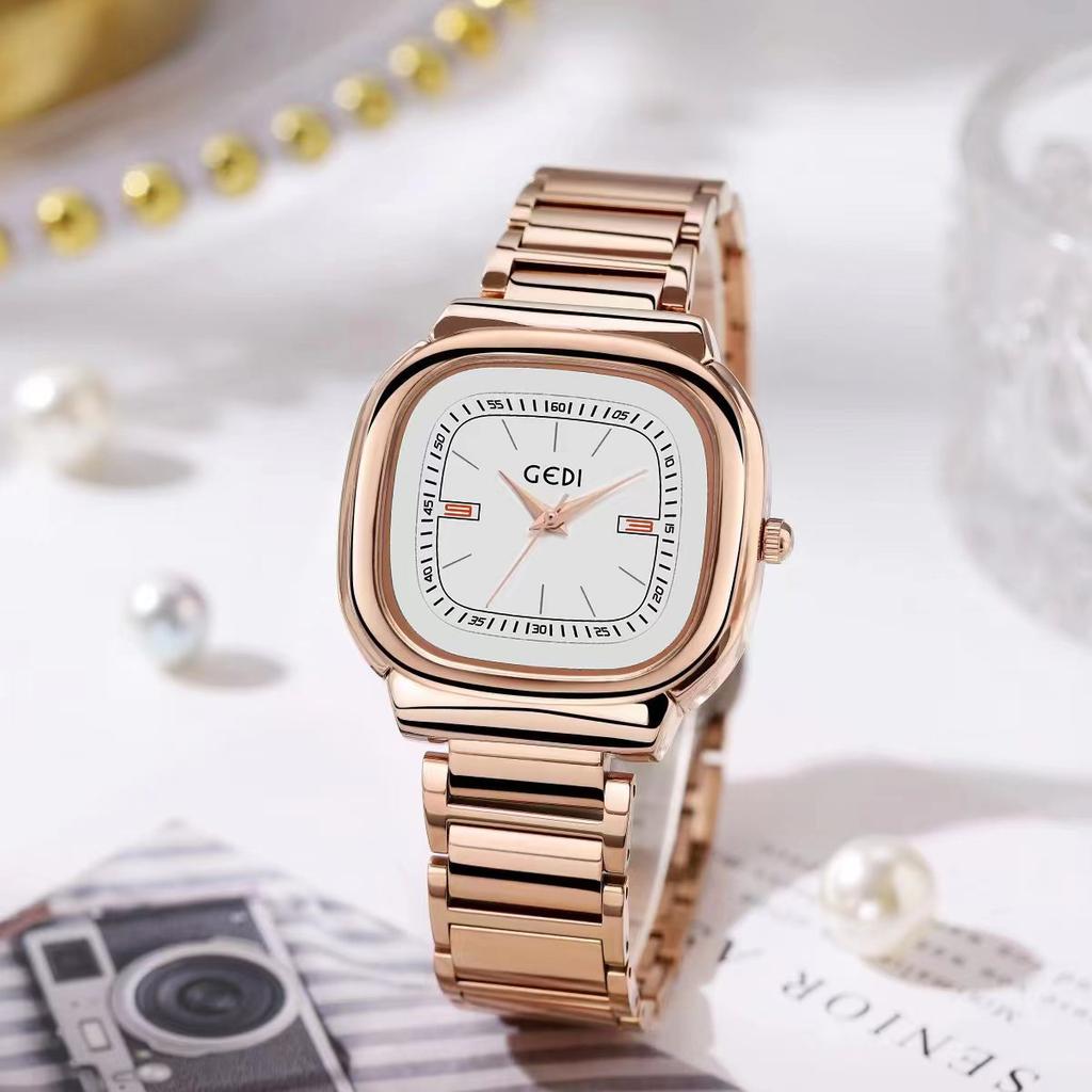 Waterproof Quartz Women'S Watch, Simple Square Large Plate Watch, Niche High-End Stainless Steel Women'S Watch
