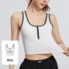 Liangsu Striped Zip-Front Sports Yoga Vest