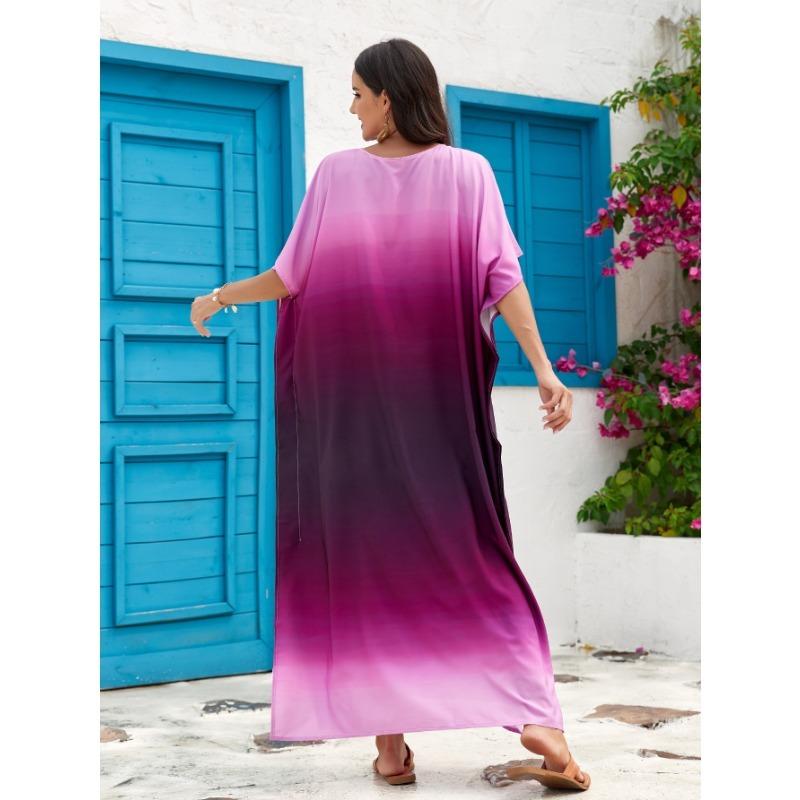 Women's Gradient Print Beach Cover-Ups Party Dresses Plus Size Swimwear Cover-Ups