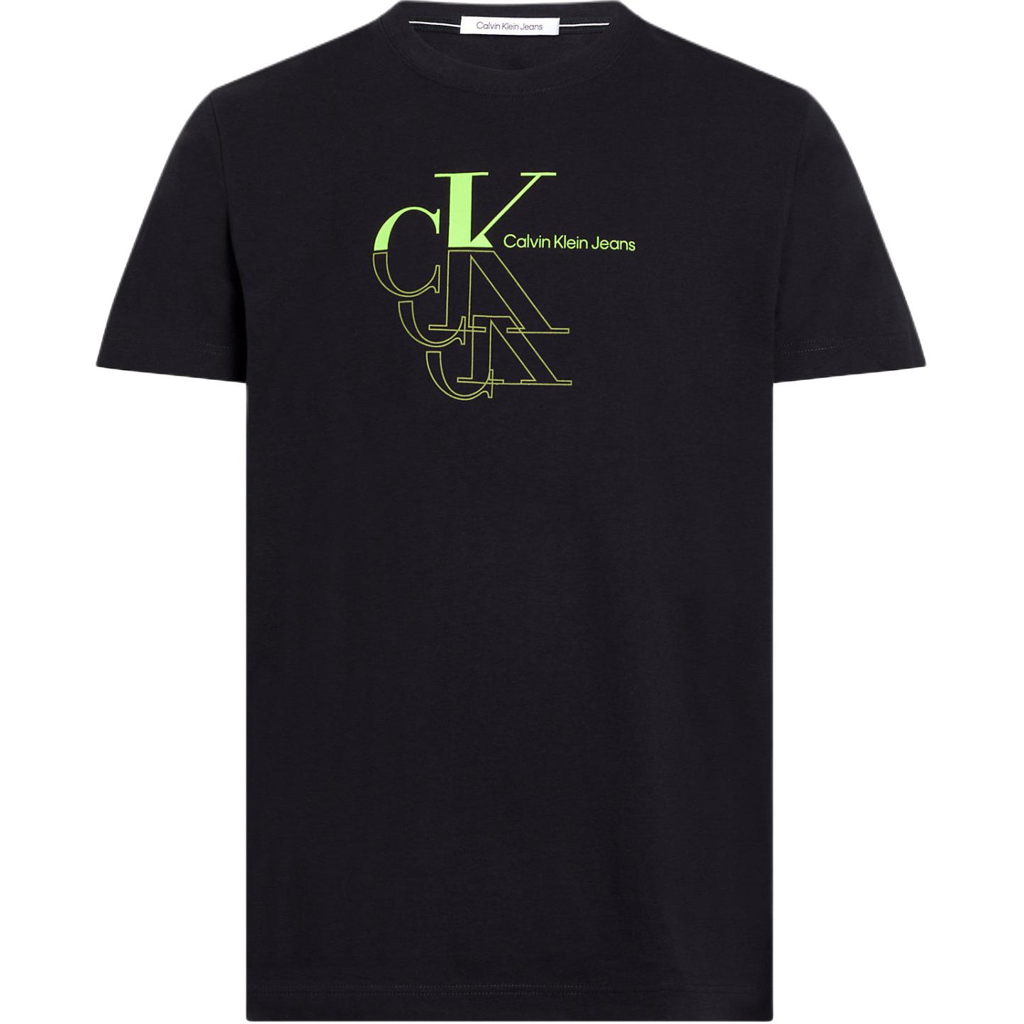 

Calvin Klein Двухцветная футболка с принтом букв, круглым вырезом и короткими рукавами, мужские топы, черная J30J325352-BEH XL