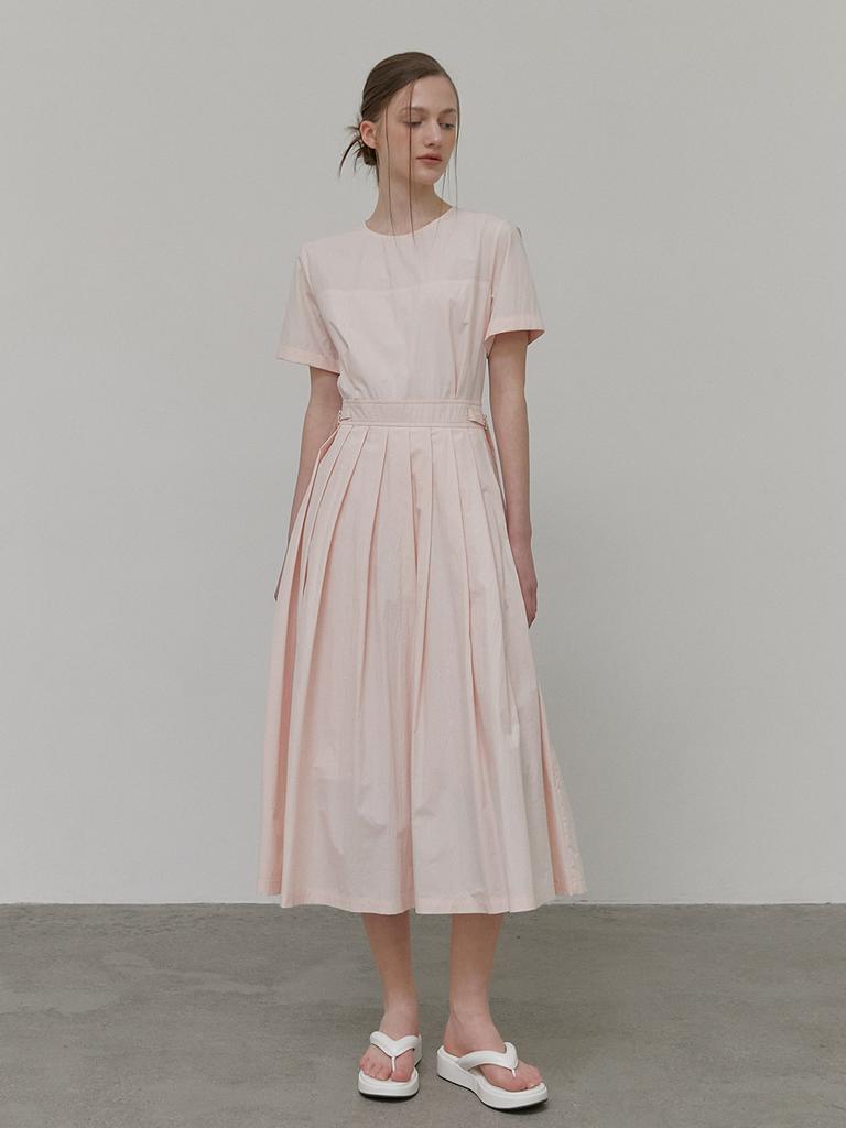 Etmont Half Sleeve Pleats Dress, Peach Pink