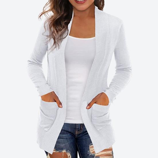 Palton Damă Culoare Solidă Simplu Tricotat Cusături Excelente Cardigan Pulover de Toamnă pentru Purtare Zilnică