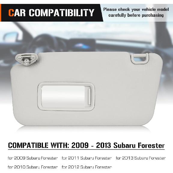 Sun Visor For 2009-2013 Subaru Forester, Left Driver Side Gray Sunvisor Replacement 92011SC033LO
