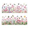 3 Pcs Flower Wall Decals Watercolor Wildflower Grass Butterflies Wall Stickers Peel And Stick Wall Art Decor for Girls Bedroom