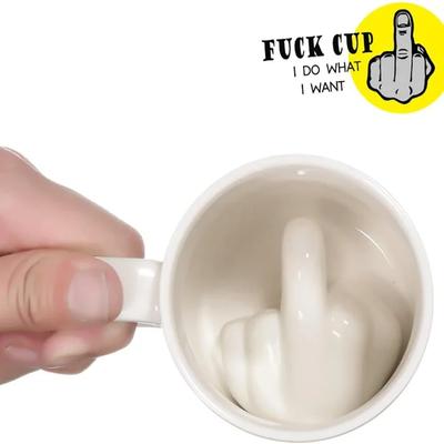 300ML Mittelfinger Tasse Weiß Lustige Keramiktasse Mischen Kaffee Milch Wasserbecher Kreatives Design Keramiktasse Trinkgeschirr für Party