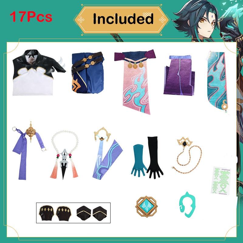 Genshin Impact Xiao Cosplay Costume Wig Halloween Carnival Party Props Adult