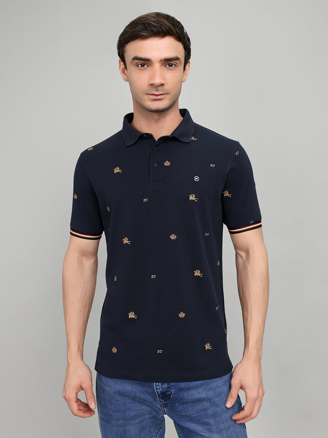 Monte Carlo Men Smart Fit Navy Blue Tshirt L