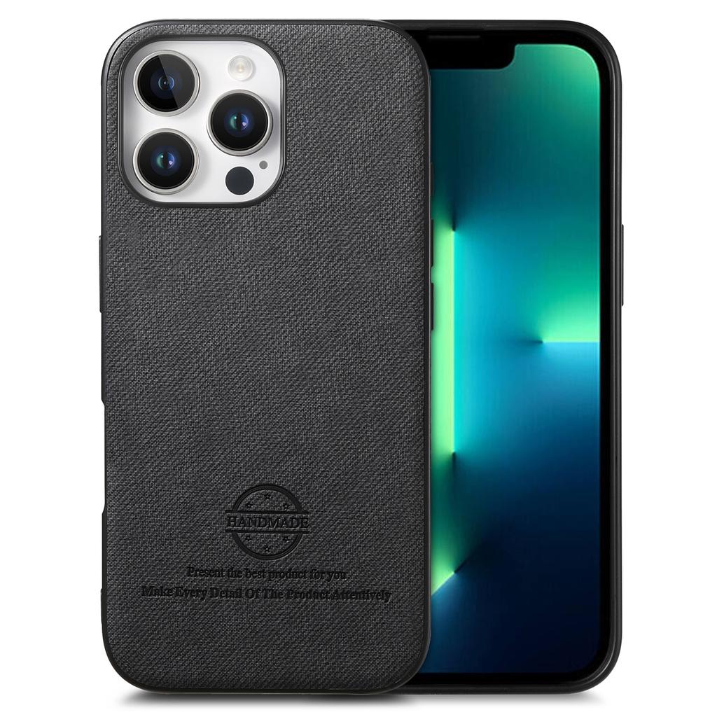 For iPhone 13 Pro Max Case Cloth Texture Leather+PC+TPU Anti-Drop Phone Cover