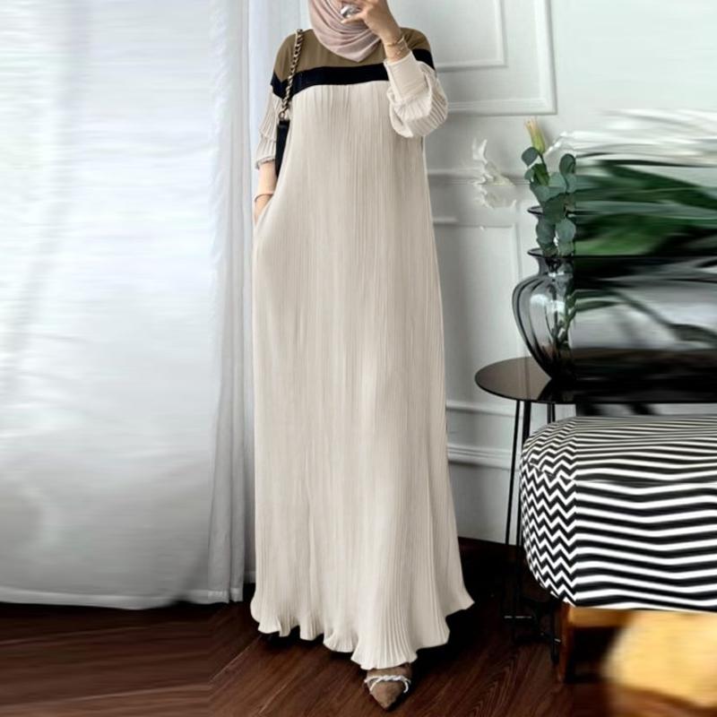 ZANZEA Women Casual Long Sleeve Loose Patchwork Long Dress