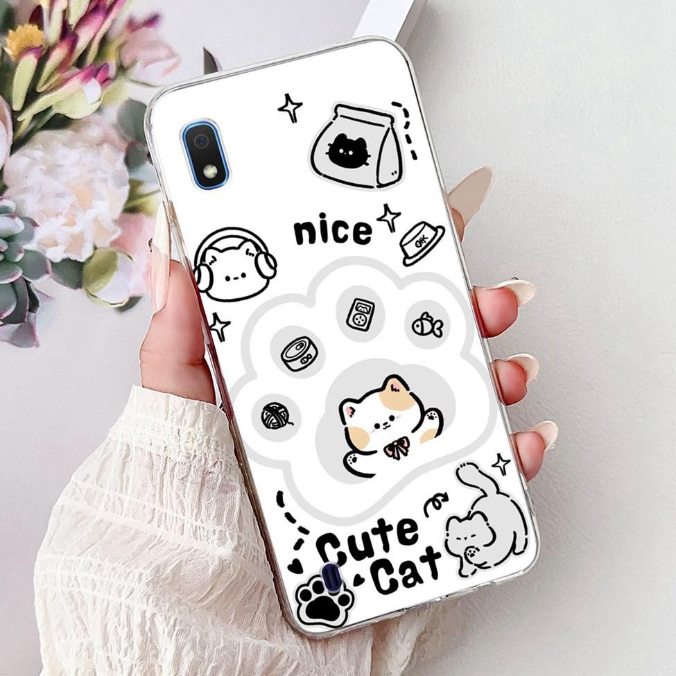 Clear For Samsung A10 Case SM-A105F Cute Fashion Flowers Painted Back Cover For Samsung Galaxy A10 Phone Case A105G A105M A105FN