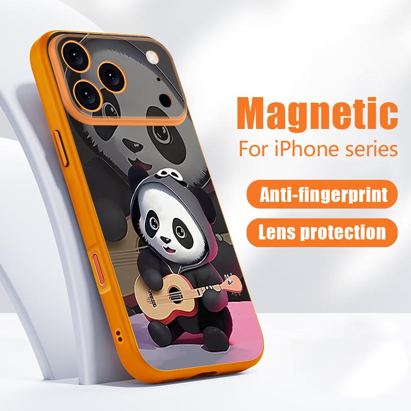 Guitar-playing Panda Case For iPhone 17 Pro Max Magnetic For Magsafe Skin Feeling Cover For iPhone 16 15 14 13 Pro Max