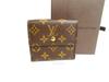 Authentic Monogram Brown Leather Bifold Wallet Compact Wallet #b124  Open Box