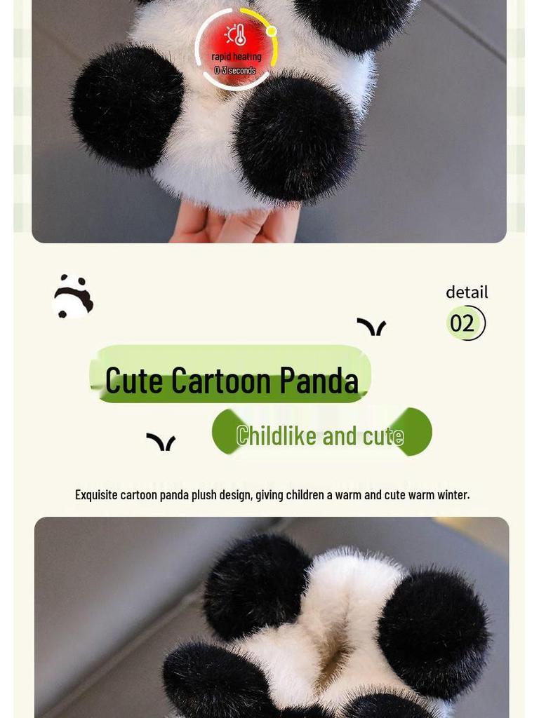 Children's Cartoon Panda Fluffy Slippers for Boys & Girls - Warm Cotton Home Shoes