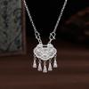 Lotus Safety Lock Tassel Necklace with Ethnic and National Style New Chinese Design Sense Clavicle Chain