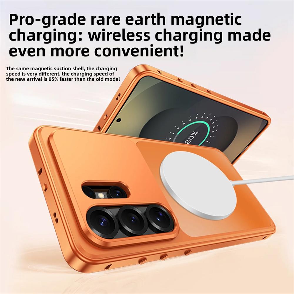 Luxury Metal Magnetic Shell Case For Samsung Galaxy S26 S25 S24 S23 Ultra For Magsafe Wireless Charging Full Lens Protection Phone Cover