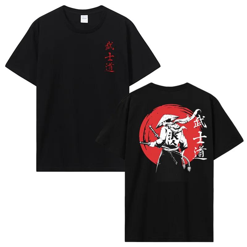 Samurai Spirit Pure cotton fashion breathable men s T-shirt Back Print T-shirt Men s cotton retro pattern T-shirt Harajuku ca... S разноцветный