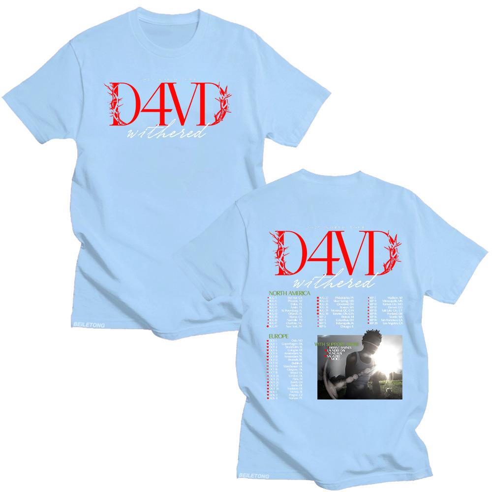 D4vd Withered 2025 Welttournee T-Shirt Herren Damen Hip Hop Oberteile Sommer Rundhals Kurzarm T-Shirt Mode Baumwolle Locker Streetwear