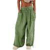 Women's Fashion Loose Solid Color Drawstring Elastic Waist Pocket Casual Pants Cotton Pants