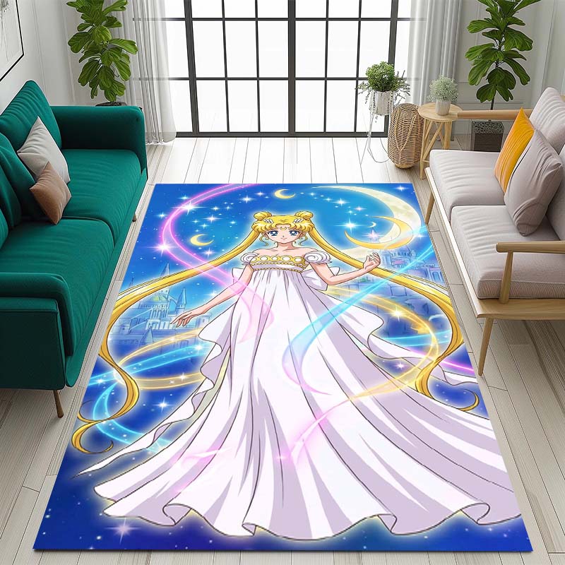 3DPretty Guardian Sailor Moon Pattern Rug, Non-slip Floor Mat, Suitable for Children's Playrooms, Bedrooms, Crawling Mats, Stain