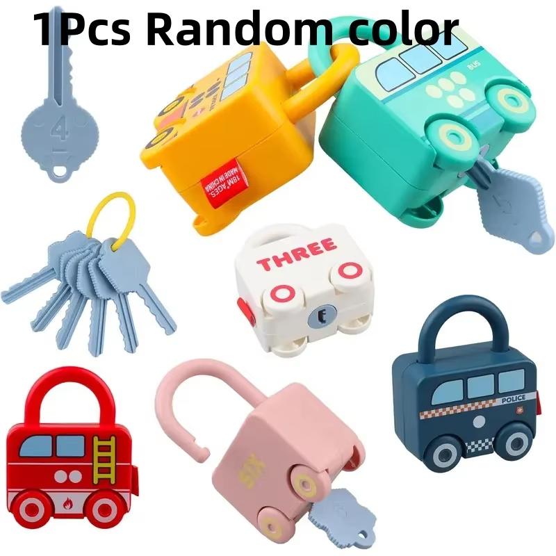 

Montessori Car Locks Toy with Keys - Numbers & Alphabet Matching Game, Sensory Teaching Aid Educational Gift for Kids