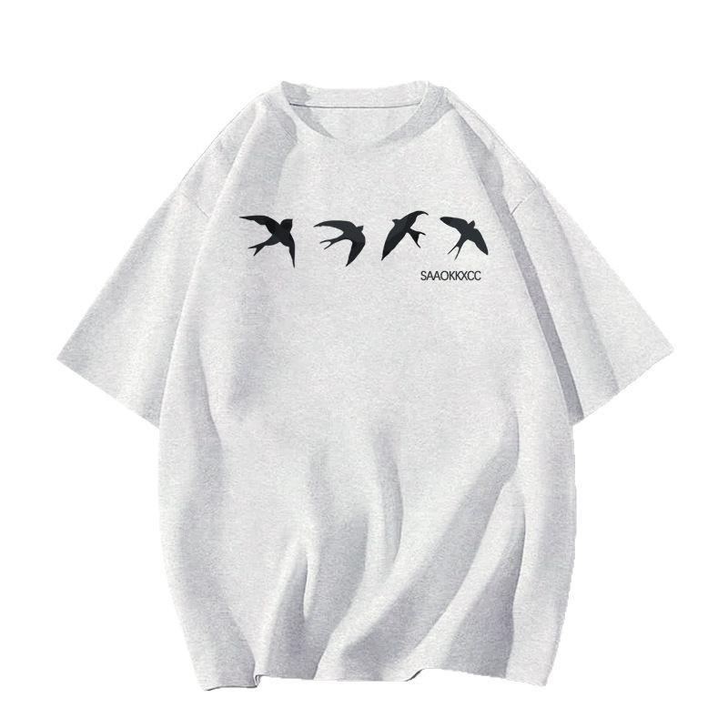 Large Size Summer Pure Cotton White Short-sleeved T-shirt Women's New American Front Shoulder Niche Design Half-sleeved Top
