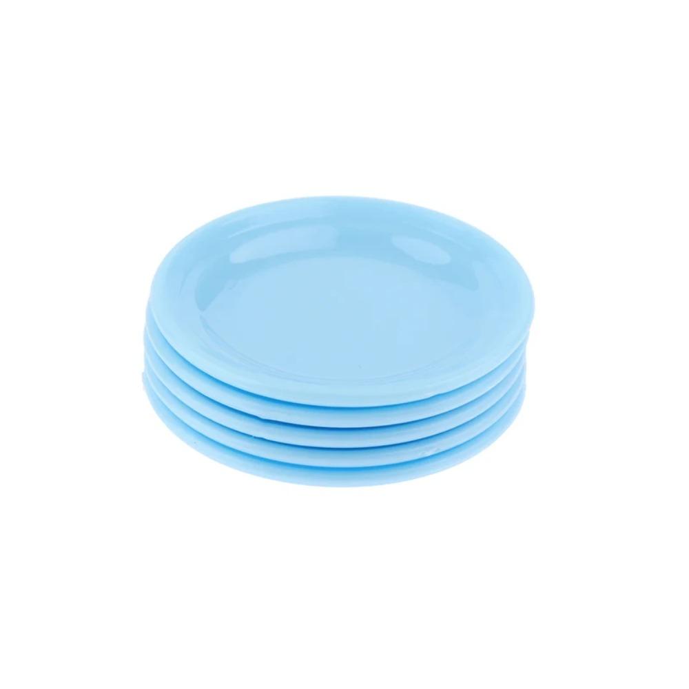 5Pcs Tableware Plastic Mini Food Plates Miniatures Miniature Colorful Dinner Plates Dollhouse