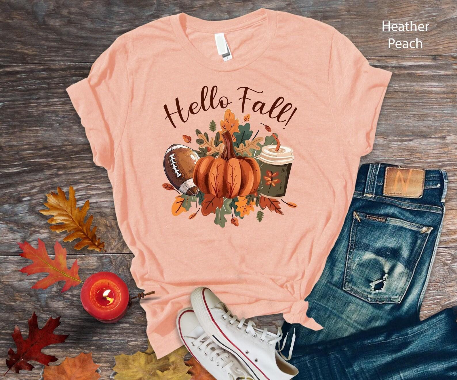 Pumpkin Football Latte T-Shirt | Hello Fall Tee 4XL