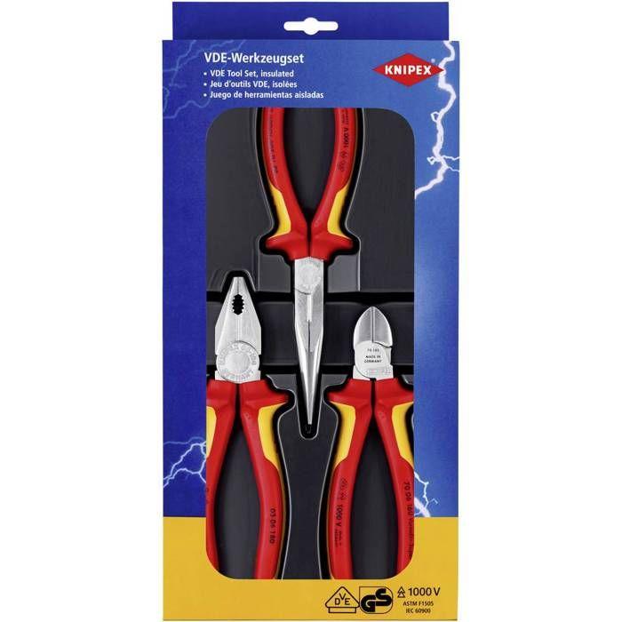 Jeu de pinces Knipex 00 20 12 VDE 3 pièces
