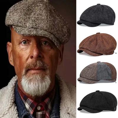 Retro Newsboy Caps Men Octagonal Hats British Painters Hats Autumn Winter Berets Herringbone Flat Caps Hip Hop Berets Gorras