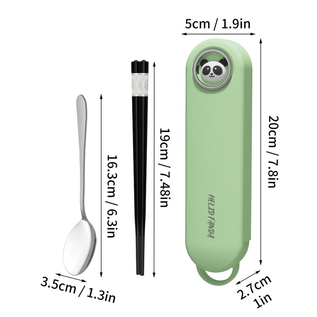 Portable 304 Stainless Steel Tableware Set Spoon Chopsticks With Pull-out Cutlery Box Travel Picnic Cute Dinnerware Set