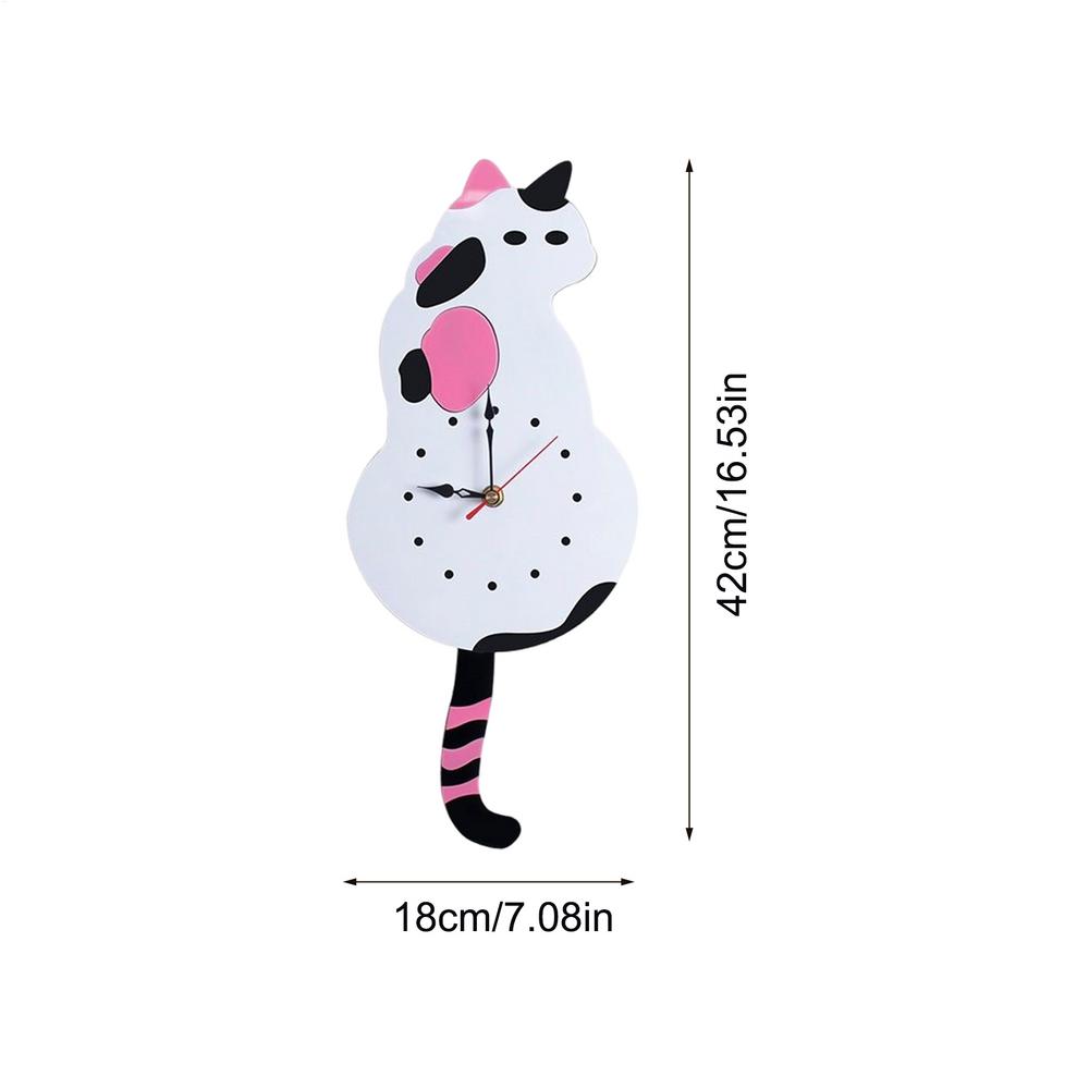 Cat Clocks Wall Cat Clock With Moving Tail Cute Silent Watch Decoration Cartoon Accessory For Home Kitchen Office Bedroom