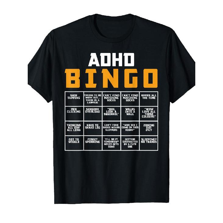 World Mental Health Awareness Day ADHD Bingo Funny T-Shirt S чёрный