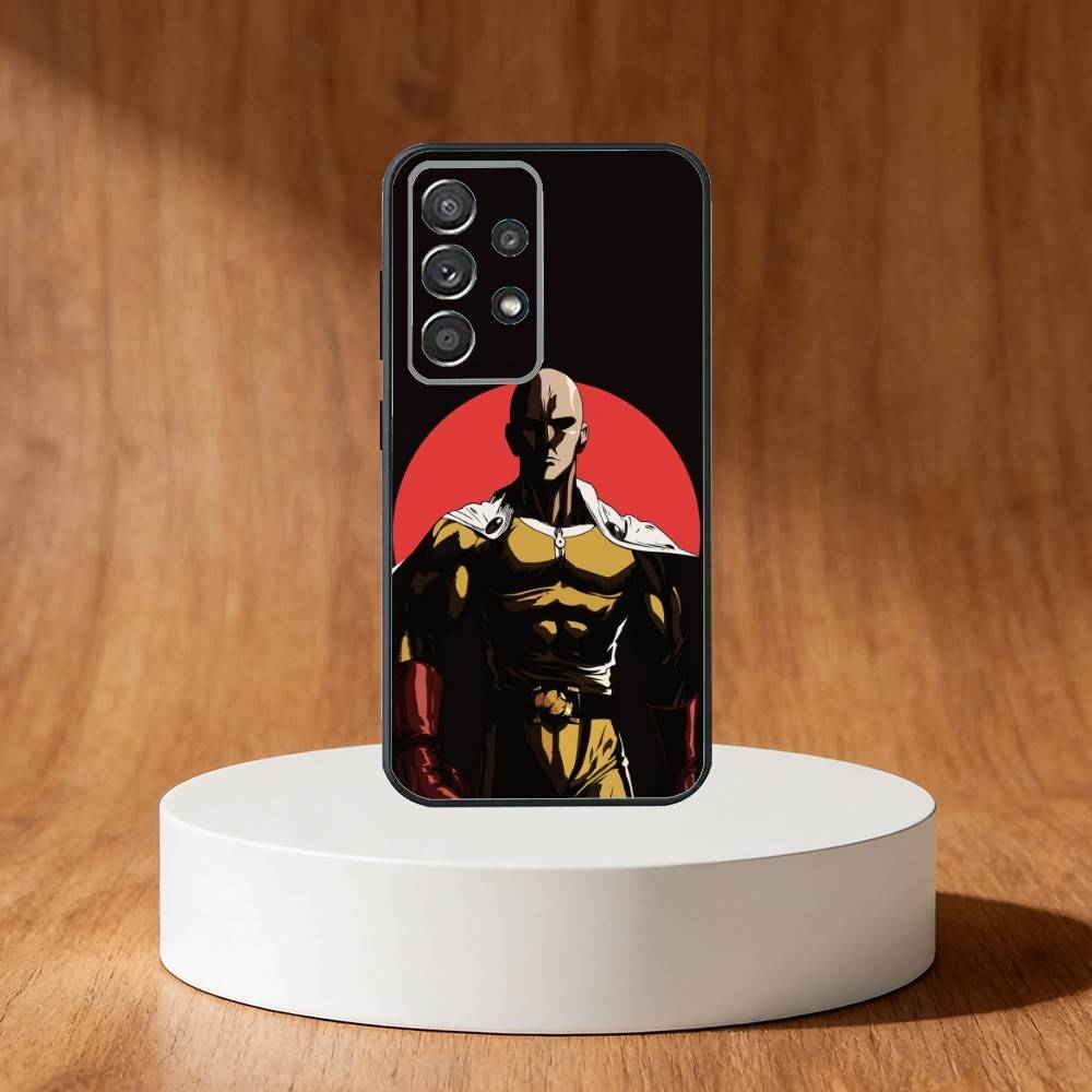 O-One P-Punch Anime Man Phone Case For Samsung S25,S24,S21,S22,S23,S30,Ultra,S20,Plus,Fe,Note,10,9,5G Black Cover Samsung S22plus5G
