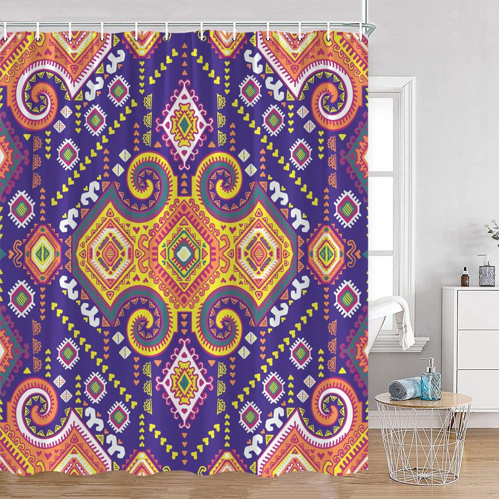 Bohemian Vintage Shower Curtains Mandala Boho Pattern Retro Bathroom Decorations Polyester Bath Curtain With Hooks