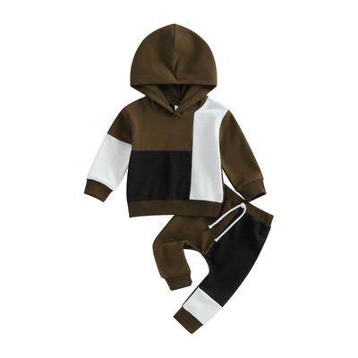 Toddler Baby Boy Clothes Fall Winter Outfits Color Block Hoodie Sweatshirt Tops Jogger Pants Set