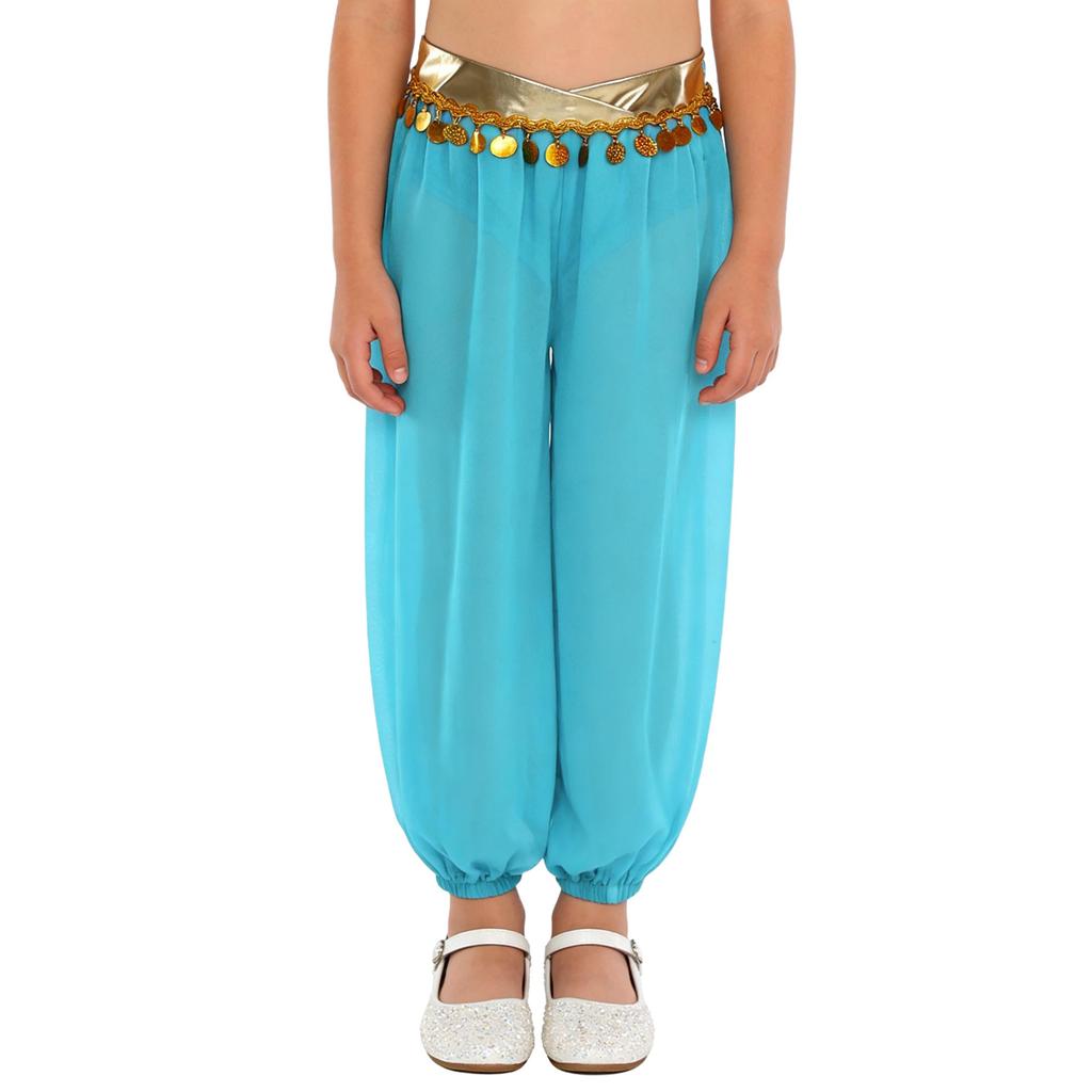 Mädchen Bauchtanz Kostüm Patchwork Pailletten Quasten Hose Eingearbeiteter Slip Elastische Beinöffnung Hose