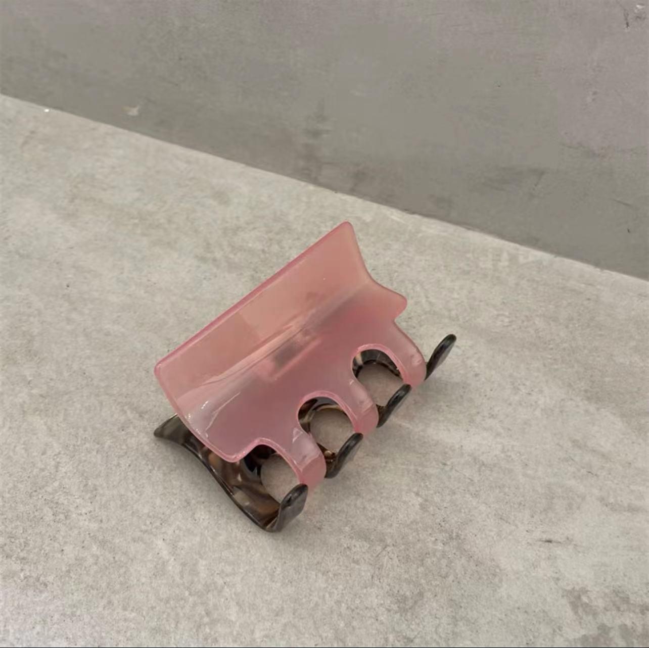 

Розовая и зеленая клетчатая ацетатная заколка для волос - Большая двухцветная клипса для девушки-инс, Сладкий стиль на затылке